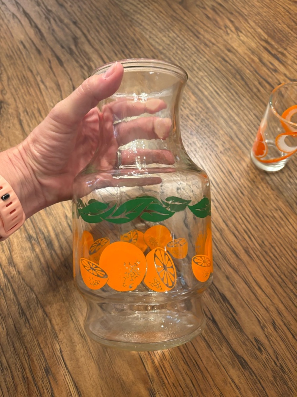 Vintage 1960s Anchor Hocking Citrus Orange Juice Carafe & 4 Juice Glasses MCM - Picture 10 of 15